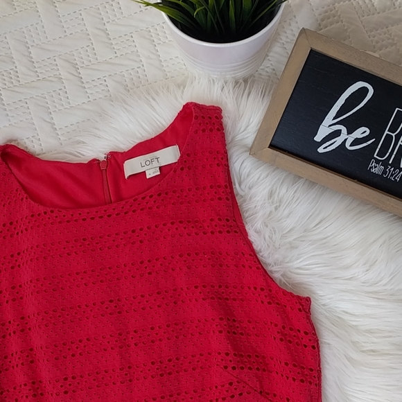 {Loft} Coral Eyelet Dress - Picture 2 of 4